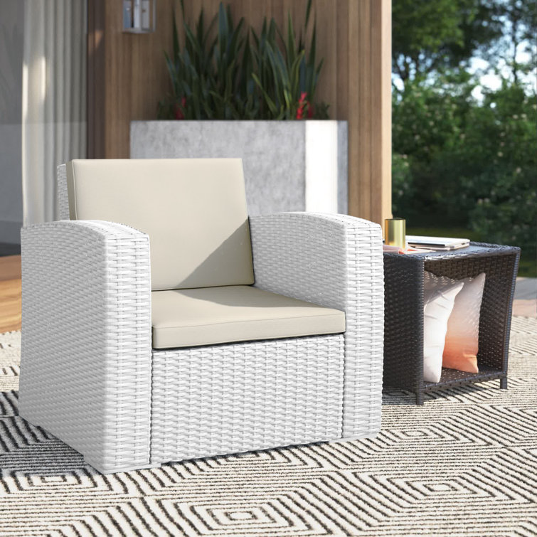 McChesney Patio Chair with Cushions Mercury Row Color White